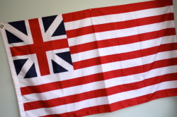 The Grand Flag of the Union, first raised in 1775 and by George Washington in early 1776 in Boston. The Stars and Stripes did not become the "American flag" until June 14, 1777. (Author photo © Kenneth C. Davis)