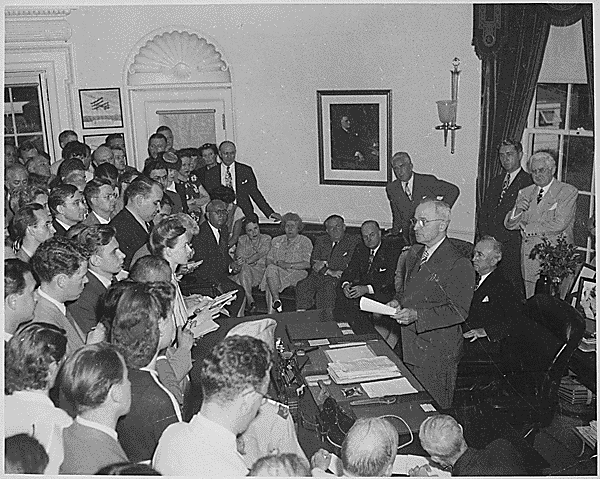 Pres. Truman Announces Japan's Surrender (Photo Credit National Archives)