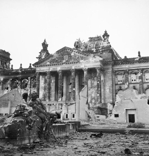 The Reichstag in Berlin, pictured in June 1945. (Source: Imperial War Museum)
