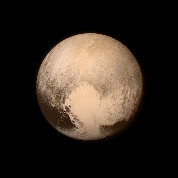 The latest color image of Pluto shows a bright, heart-shaped terrain. NASA/Johns Hopkins Applied Physics Laboratory/Southwest Research Institute