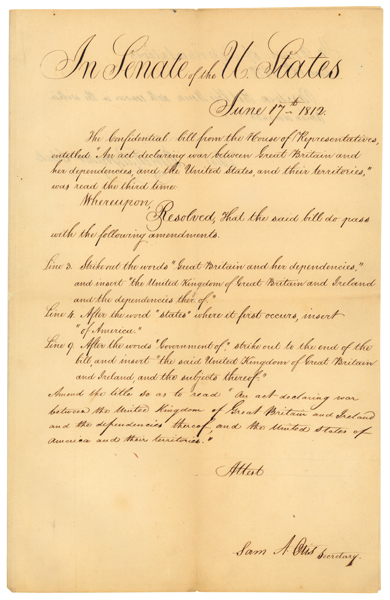 Declaration of the War of 1812