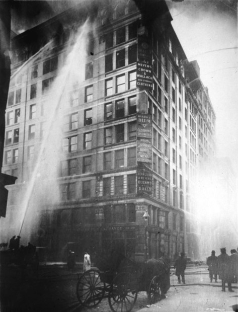Triangle Shirtwaist Factory fire on March 25, 1911 from front page of The New York World (Source: Cornell University ILR School Kheel Center © 2011)